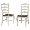 Home Styles French Countryside Dining Chair in Oak and Rubbed White (Set of 2)