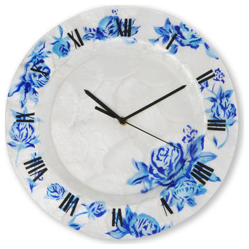 Clock with Blue Flowers