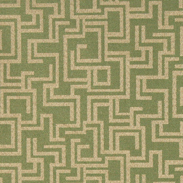Olive Green Geometric Indoor/Outdoor Marine Upholstery Fabric, By the Yard