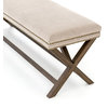 French Modern Upholstered X-Base Bench