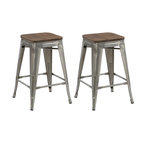 Terry Metal and Wood Counter Stools, Set of 4, 24"