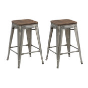 Terry Metal and Wood Counter Stools, Set of 4, 24"