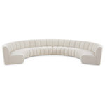 Meridian Furniture - Infinity Black Boucle Fabric Upholstered Arc Shaped Modular Sectional, Cream, 8-Piece, Arc-Shaped - Mix and match this Infinity boucle fabric modular chair with other items in the Infinity collection to find the best possible seating solution for your gang. Rich cream boucle fabric feels welcoming and soft to the skin, so you stay seated comfortably for the big game or while watching your favorite programs. Deep channel tufting adds to the longevity and durability of this modular chair while giving it texture.