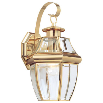 Sea Gull Lighting 1-Light Outdoor Lantern, Polished Brass