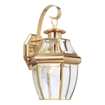 Sea Gull Lighting 1-Light Outdoor Lantern, Polished Brass