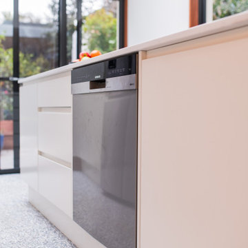 Kitchen with Built in Laundry and Window Seat