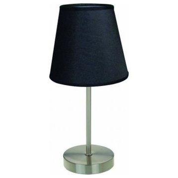 Simple Designs Sand Nickel Mini Basic Table Lamp With Fabric Black Shade