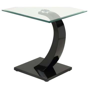 Furniture of America Navarre Glass Top End Table with Black Base