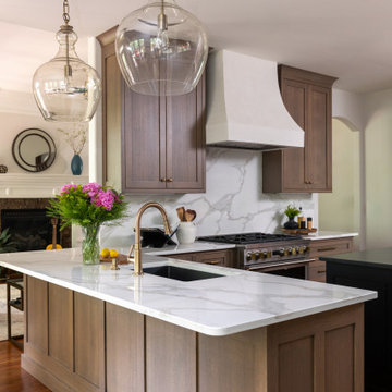 Raleigh NC Kitchen Remodel — Warm Transitional Kitchen with Custom Plaster Hood