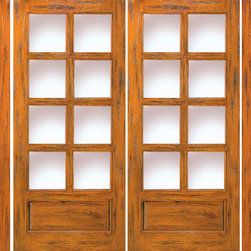 Double Door with Two Sidelites Entry Prehung Knotty Alder, 8 Lite - Front Doors