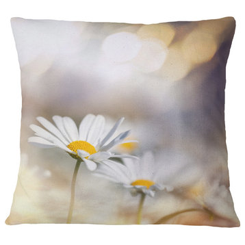 Chamomiles On Blue Background Floral Throw Pillow, 16"x16"