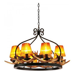 Unique Antler 8 Lights Iron Wagon Wheel Chandelier - Chandeliers