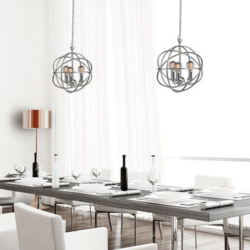 Antique Edison Light Bulbs in Formal Dining Area