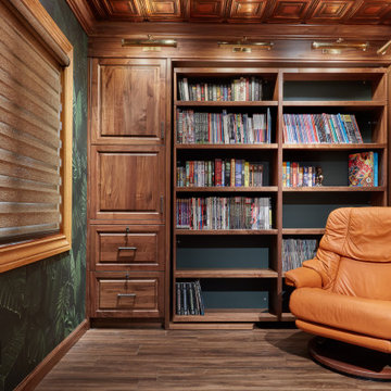 Rotating Hidden Wall Bed - Oiled Walnut Library