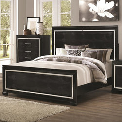 Coaster 203721Q Zimmer Black Crocodile Pattern Queen Bed - Panel Beds