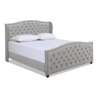 Best Master Jamie Velvet Upholstered Tower High Profile Queen Bed