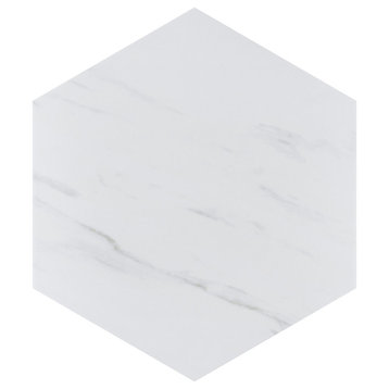 Eterno Carrara Porcelain Floor and Wall Tile, 8.63"x9.88", Hexagon