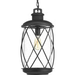 Progress Lighting - Hollingsworth Hanging Lantern - Hollingsworth lanterns feature a crisscross design that surrounds clear seeded glass, emulating popular farmhouse decor. Ideal for a variety of transitional exteriors when paired with either vintage or traditional bulbs. Includes wall, hanging and post options. Uses (1) 100-watt medium bulb (not included).