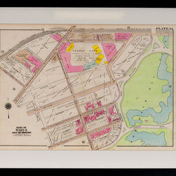 Ward Maps - Boston 1917 Vintage Reproduction Map – Fenway Park - Artwork