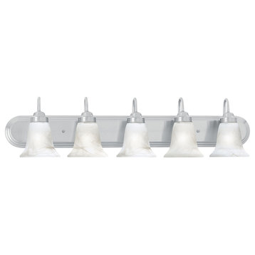 Homestead 5-Light Wall Lamp, Brushed Nickel With Alabaster Glass