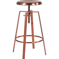 Industrial Style Barstool-Swivel Lift Adjustable Height Seat, Rose Gold Finish