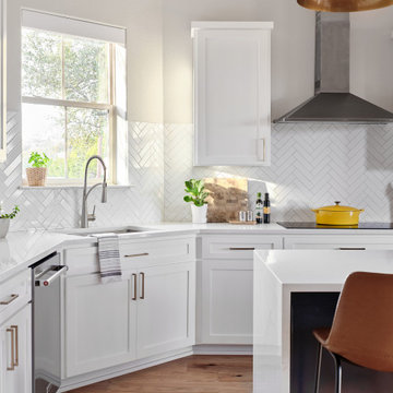 White and Navy Two Toned Kitchen Cabinets
