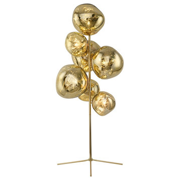 Lava Stone LED Lights Dimmable Home Decoration Floor Lamp, Gold, H68.9"