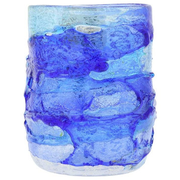 GlassOfVenice Murano Sbruffo Drinking Glass - Aqua Blue