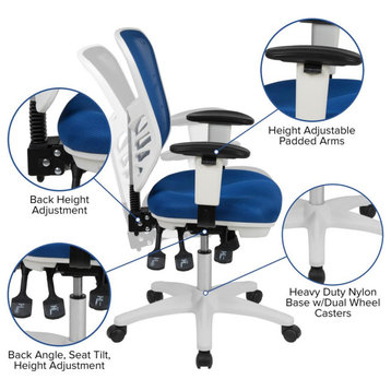 Mid-Back Blue Mesh Multifunction Executive Swivel Ergonomic Office Chair...