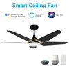 CARRO Smart Voice Control Ceiling Fan with Dimmable LED Light and Remote, Black/Gold, 52" Downrod