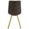 LeisureMod Markley Modern Leather Dining Chair With Gold Legs, Gray