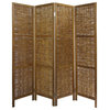 Brown Willow Four Panel Room Divider Screen
