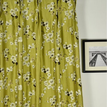 Ready Made Green Dupioni silk curtains