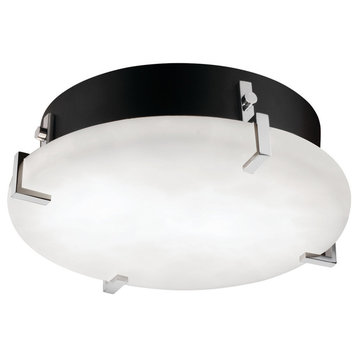 Clouds Clips 12" Round Flush-Mount, Polished Chrome, 13W Fluorescent
