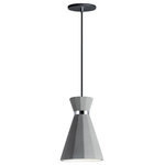 ET2 Lighting - ET2 Lighting Sash LED 1-Light Pendant in Gray/Polished Chrome - Heavy weight cone shaped pendants of White gypsum or Grey concrete, both with Polished Chrome accents, project ample light downward by means of the LED GU10 lamps provided.