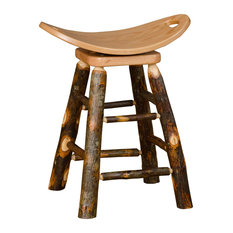 Furniture Barn USA - Rustic Hickory Swivel Saddle Stool, Counter Height - Bar Stools and Counter Stools