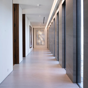 Bighorn Palm Desert modern architectural home hallway design with ribbon windows