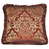 Chenille Throw Pillow With Fringe, Red/Gold, 23x23