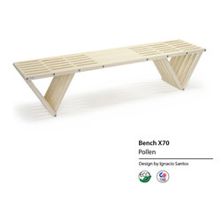 Backless solid Wood Modern Design Bench 70 by GloDea - Indoor Benches