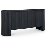 Meridian Furniture - Belinda Beech Wood Sideboard/Buffet, Black - Be the perfect hostess when you keep everything you need in the dining room organized inside the attractive confines of this Belinda black sideboard/buffet. Crafted with oak veneer, solid wood, and MDF, it blends durability with elegance and offerd loads of room for dining room essentials. The fluted detailing adds a touch of refinement, while its contemporary design ensures it seamlessly integrates into modern spaces. This sideboard is more than just storage-it's a statement piece that enhances functionality with style, perfect for those who appreciate quality craftsmanship and timeless appeal.