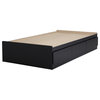 South Shore Twin Mates Bed, 39" With 3 Drawers, Pure Black
