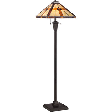Roseto QZLMP8384 Tiffany 2 Light 60" Tall Floor Lamp - Bronze Patina