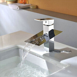 Contemporary Waterfall Chrome Single Handle Bathroom Sink Faucet T8003M - Bathroom Sink Faucets