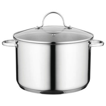 Essentials 10" 18/10 Stainless Steel Covered Stockpot, 7.2 Qt, Comfort