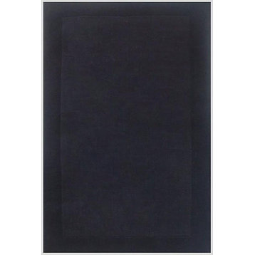 Bordered Hand-Tufted Wool Rug, Black, 6'x9'