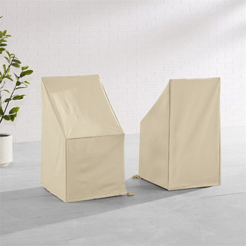 Afuera Living 2-Piece Traditional Vinyl Outdoor Side Chair Covers in Tan