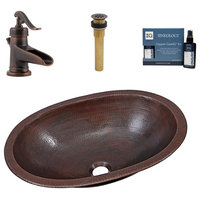 Schrodinger Copper 19" Oval Dual Flex Bath Sink with Ashfield Faucet Kit