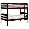 Walker Edison Transitional Twin-over-Twin Solid Wood Bunk Bed Frame in Espresso