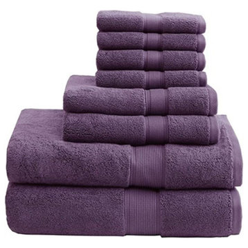 Madison Park Signature 800GSM Antibacterial 8-Piece Bathroom Towel Set, D Purple