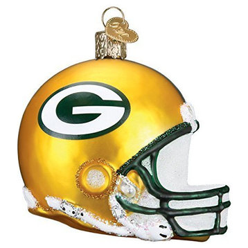Old World Christmas Green Bay Packers Helmet Blown Glass Ornament